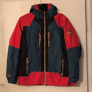 Orange, Teal and Black Hooded Jacket